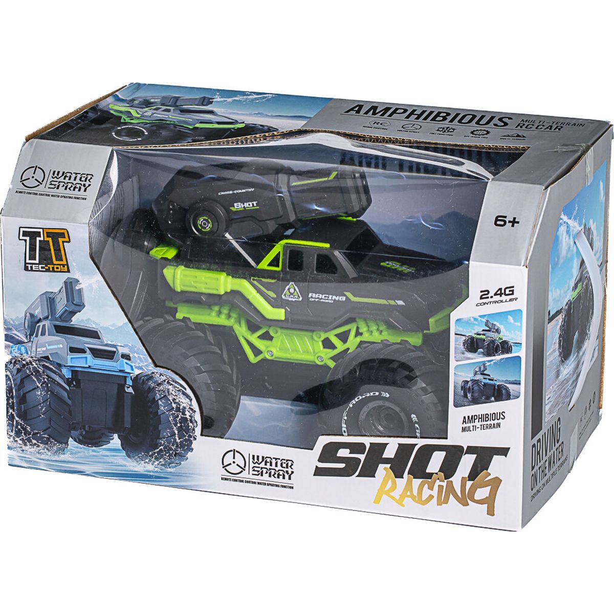 Water Shooting R/c Car 2,4ghz, 7,4v 500mah, Green - Tec-toy