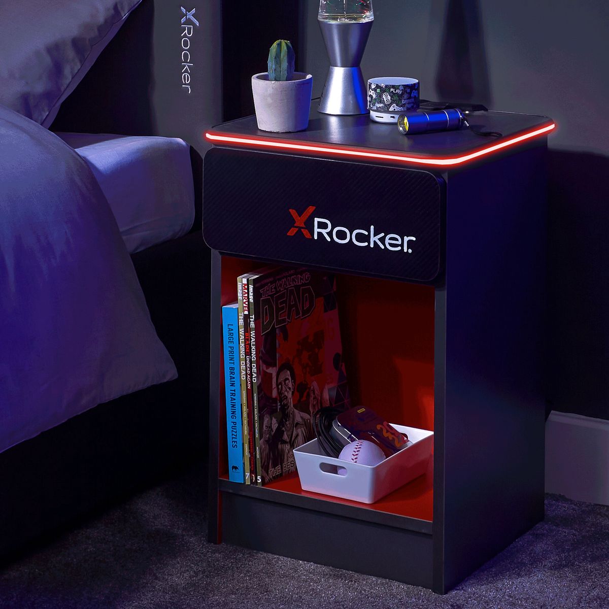 X-rocker - Carbon-tek - Gaming Sengebord Med Trådløs Opladning - Sort