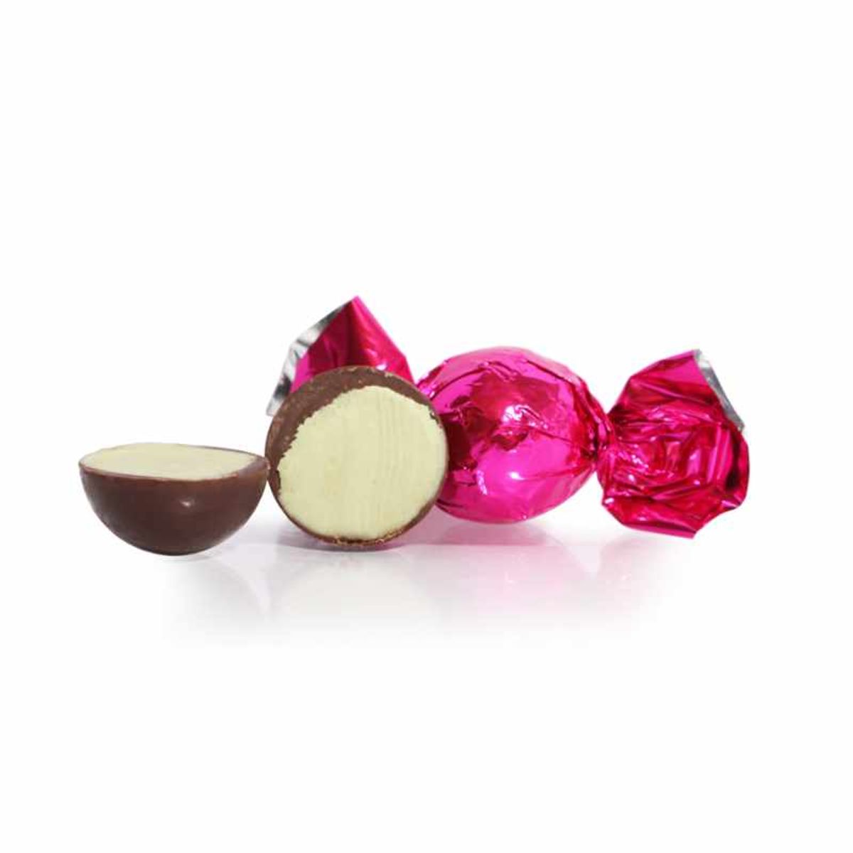 Fyldte chokoladekugler m/ pistacie - Pink - 1 kg