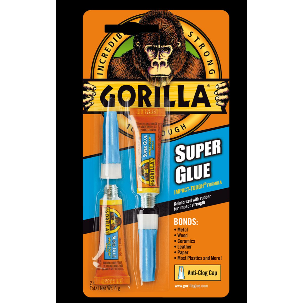 Gorilla Super Glue 2x3g, sekundlim med høj styrke