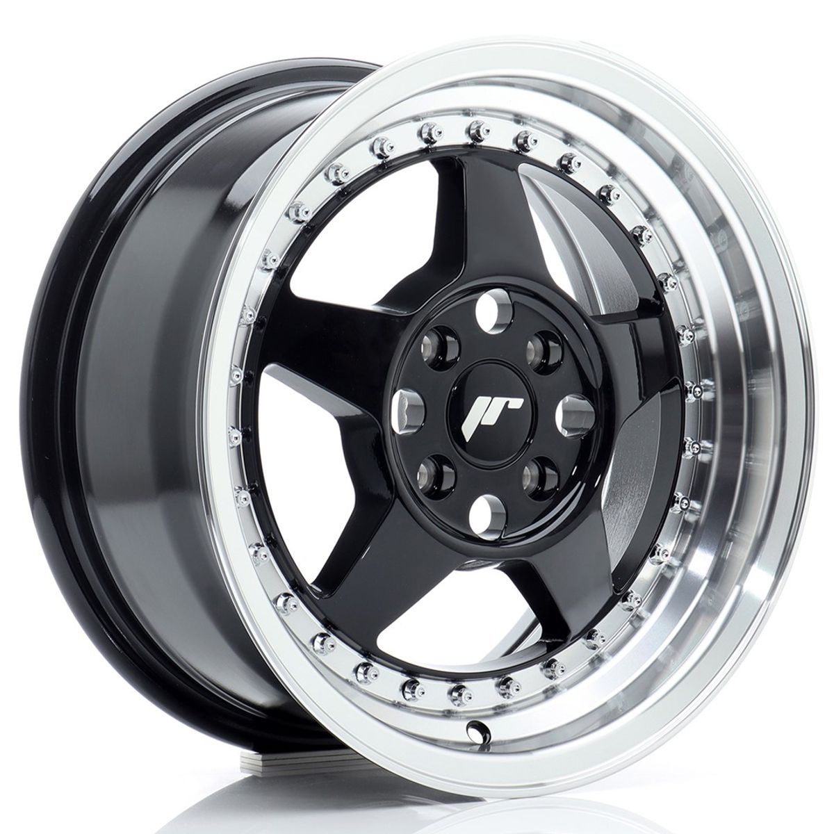 JR WHEELS JR6 Gloss Black w-Machined Lip Gloss Black w/Machined Lip