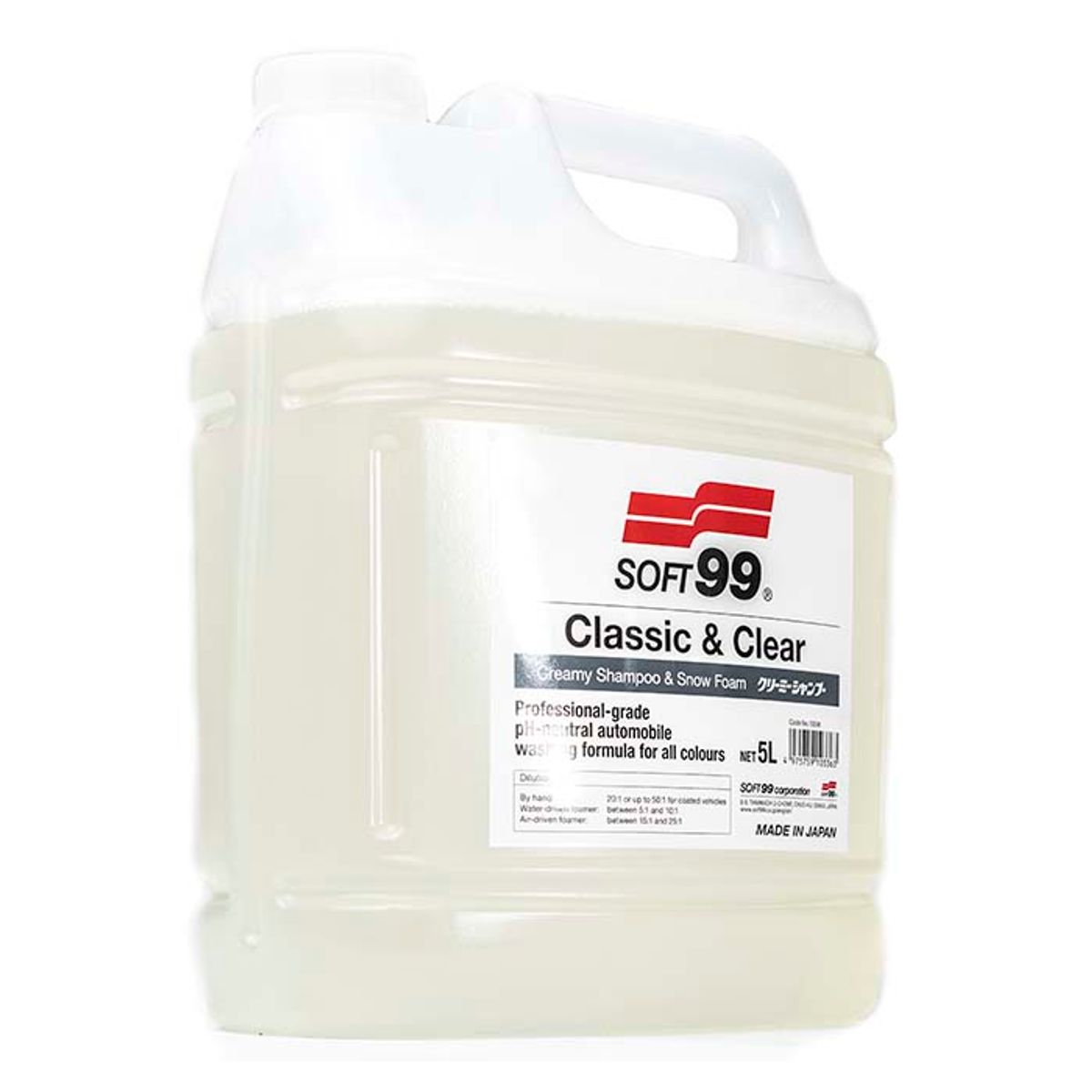 Soft99 Classic & Clear - Creamy Shampoo & Snow Foam 5L