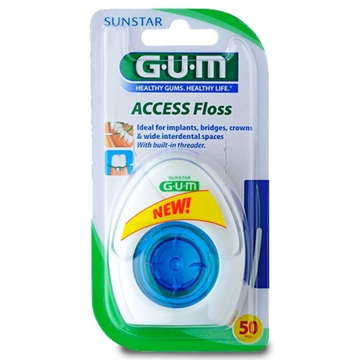 GUM - Tandtråd - Access floss til kroner, broer og implantater