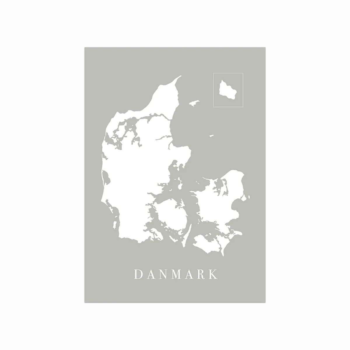 Danmarkskort - Grå