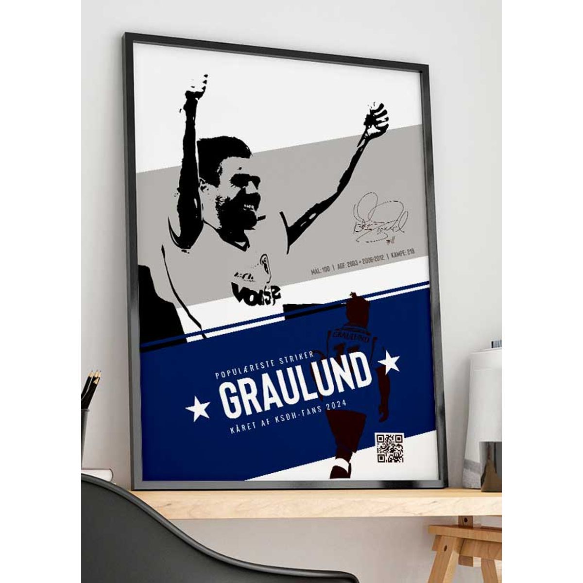 AGF-plakat - Striker - Peter Graulund - 70 x 100 cm - Kr. 349,-