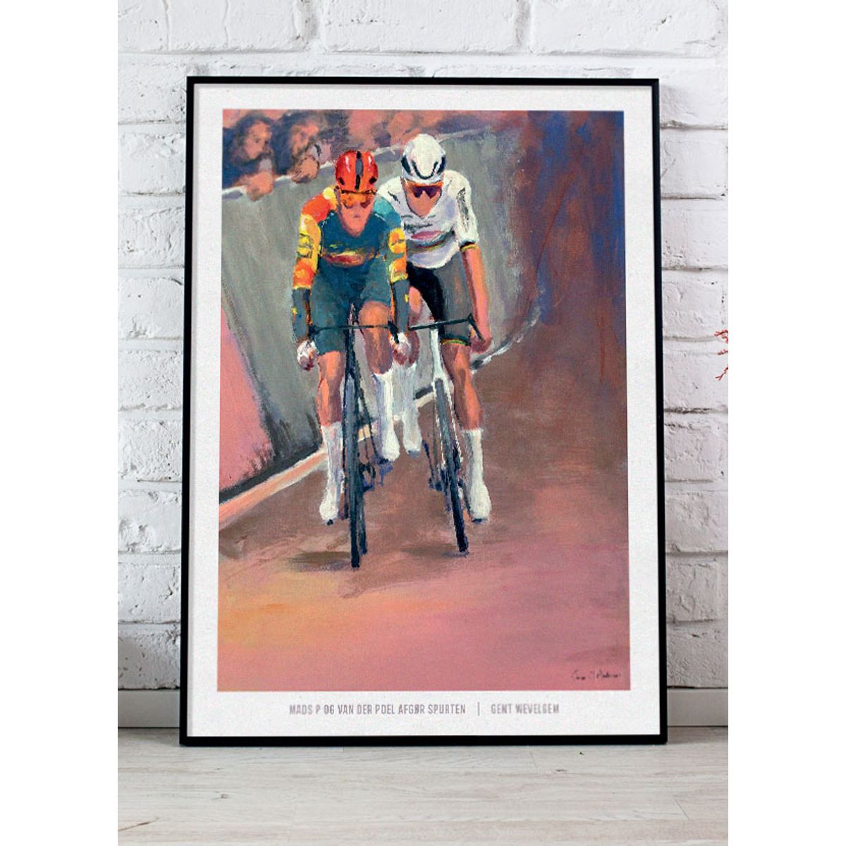 Mads P og van der Poel afgør spurten-plakat - 40 x 30 cm - Kr. 219,-