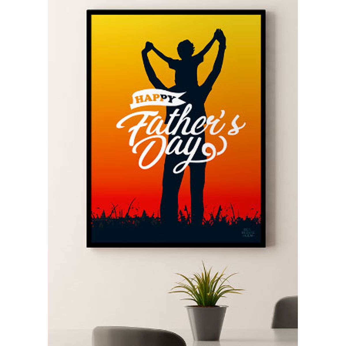 Fars dag plakat - Min far - silhouet solnedgang - 30 x 40 cm - Kr. 219,-