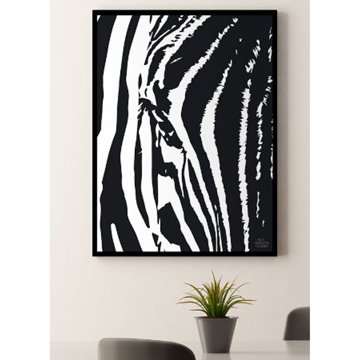 Plakat med Zebra - 30 x 40 cm - Kr. 219,-