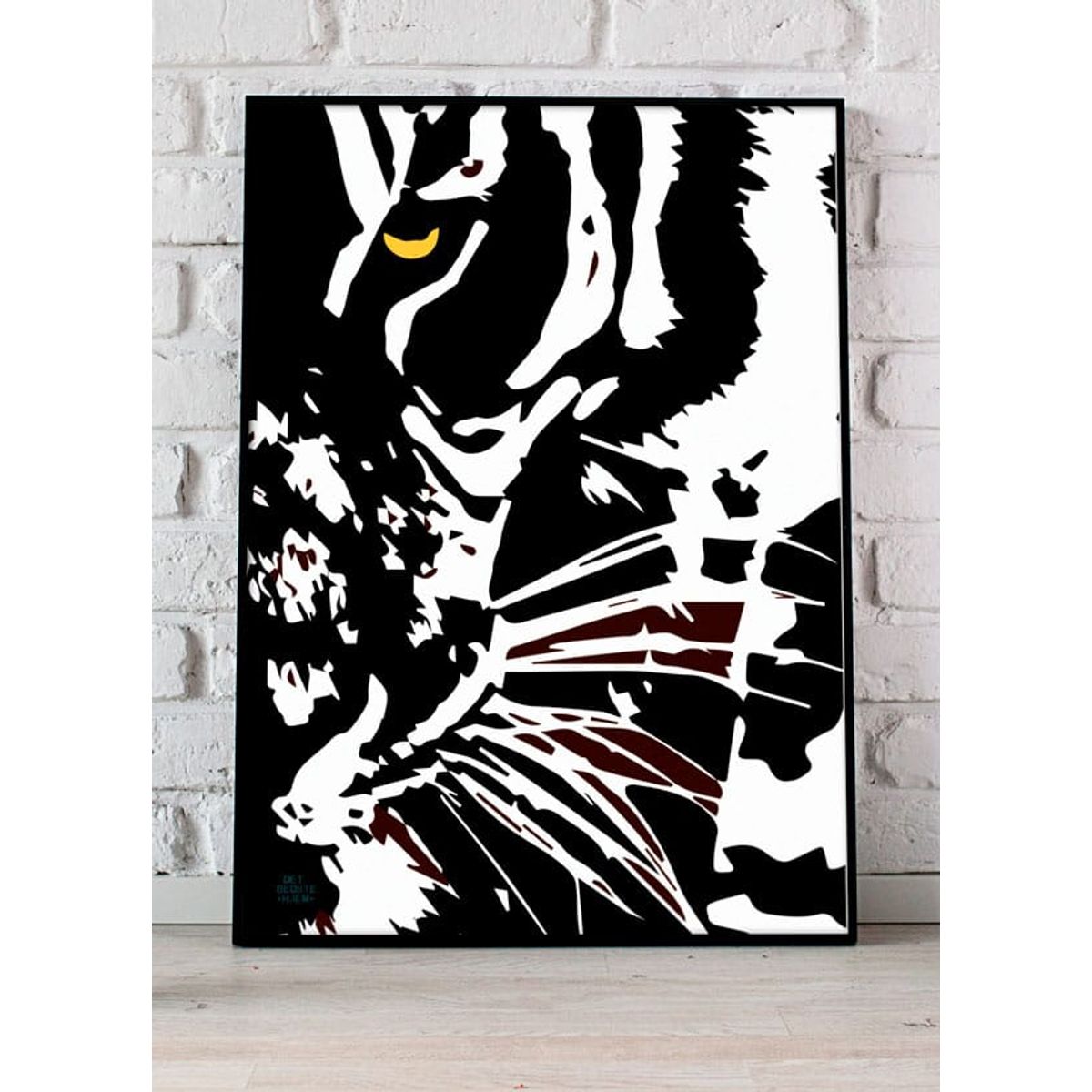 Plakat med gult tiger-øje - 30 x 40 cm - Kr. 219,-