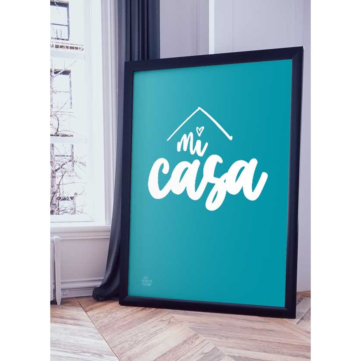 Mi casa-plakat (blå) - Download PDF og print selv i mange formater kr. 299