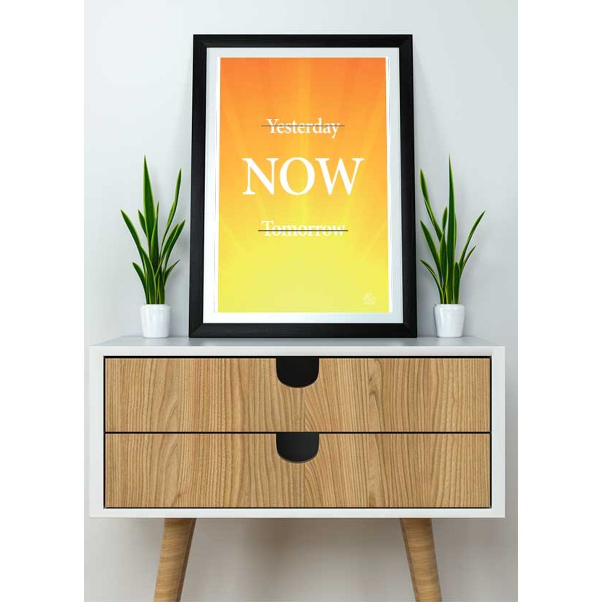 Yesterday, now, tomorrow-plakat (gul) - 70 x 100 cm - Kr. 349,-