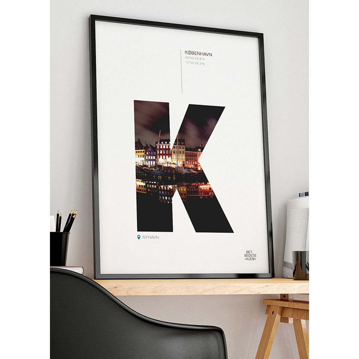 København-plakat - Nyhavn (nat) - 50 x 70 cm - Kr. 279,-