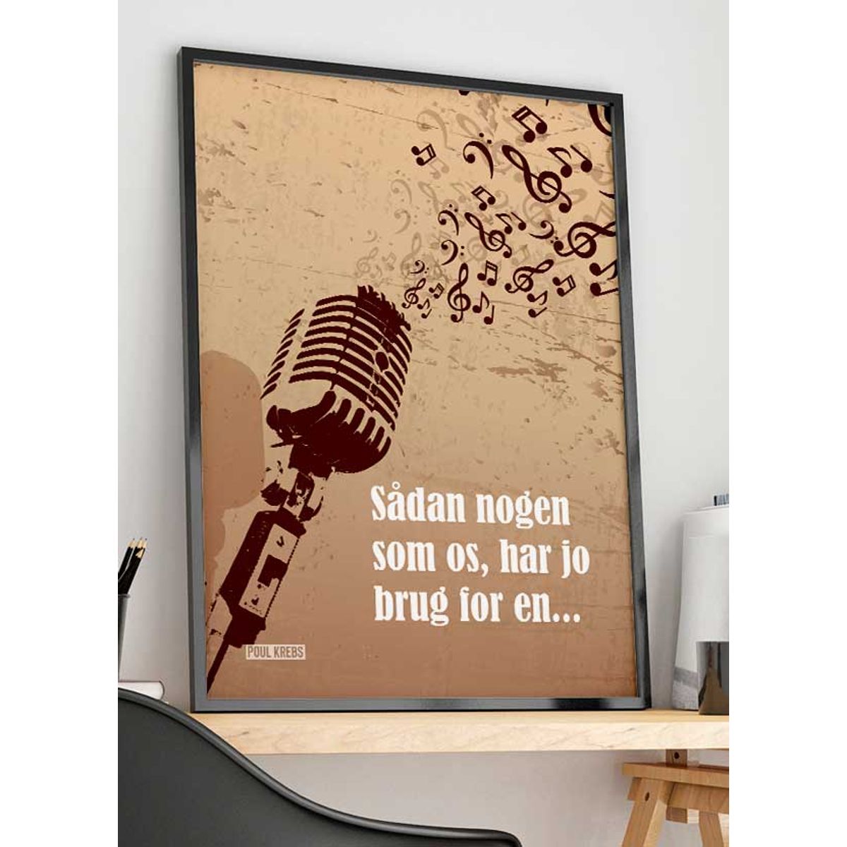 Sådan nogen som os Poul Krebs-plakat med mikrofon-effekt - 50 x 70 cm - Kr. 279,-