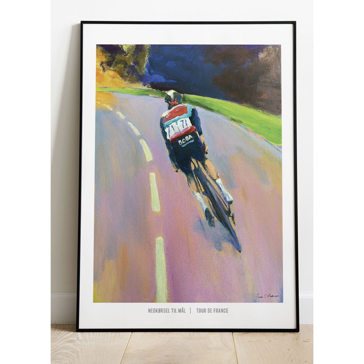 Tour de France-plakat Nedkørsel mod mål - 30 x 40 cm - Kr. 219,-