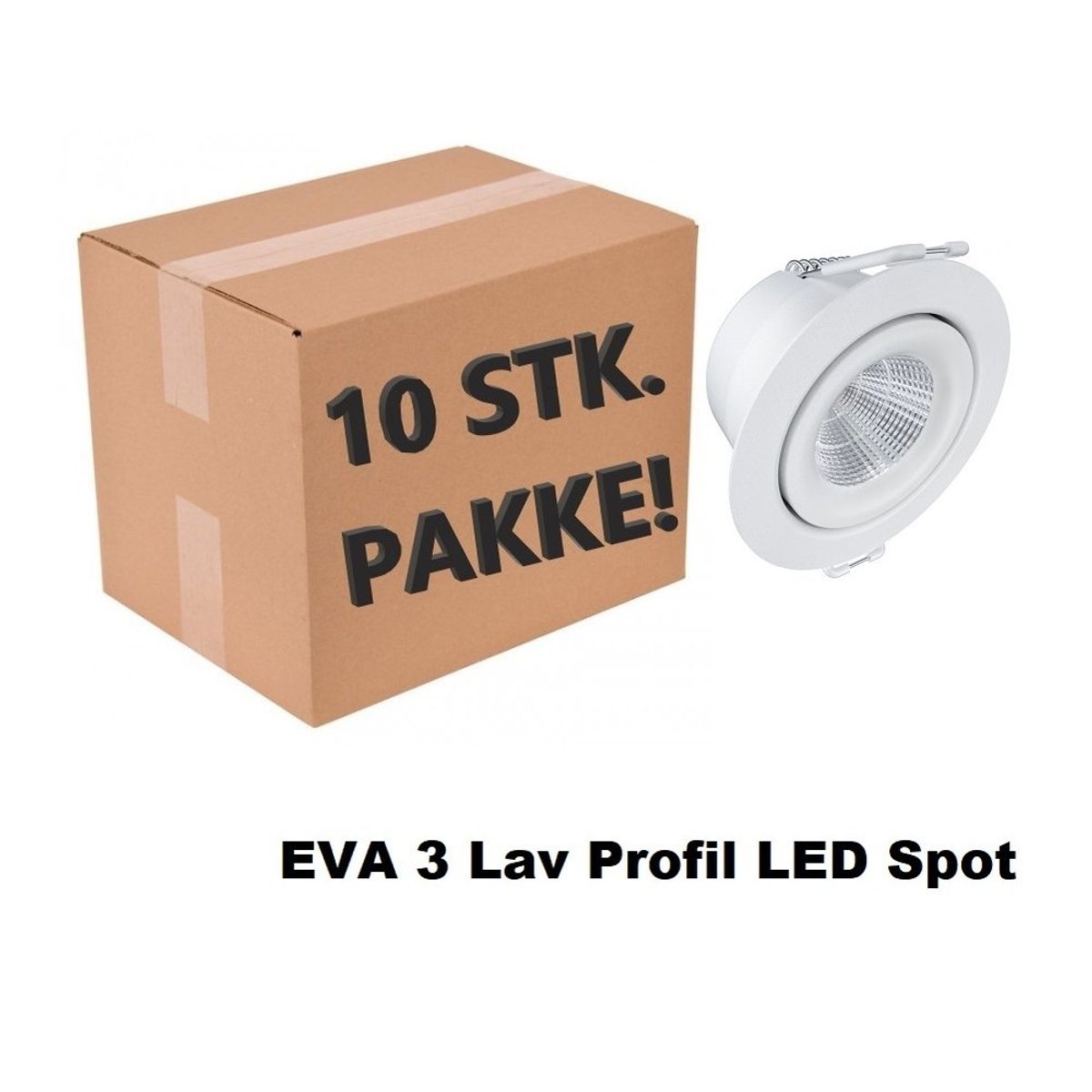 10 x EVA 3 LED Spot 4W 3000K 430Lm Ra97 Dæmpbar IP54 i Hvid (inde/Udendørs)