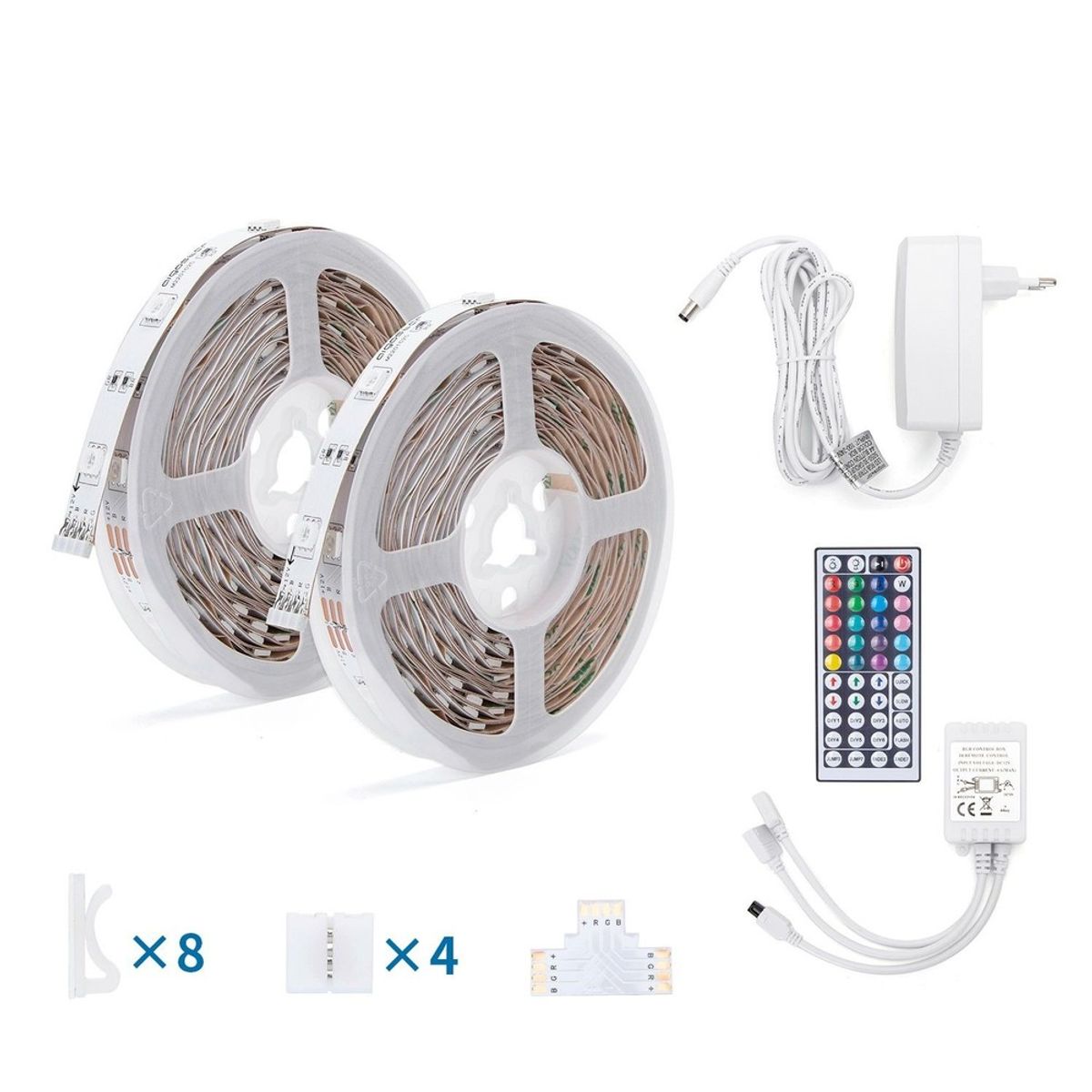 Aigostar RGB LED Strip Sæt 36W, IP65 (12V/230V) - 2 x 5 Meter