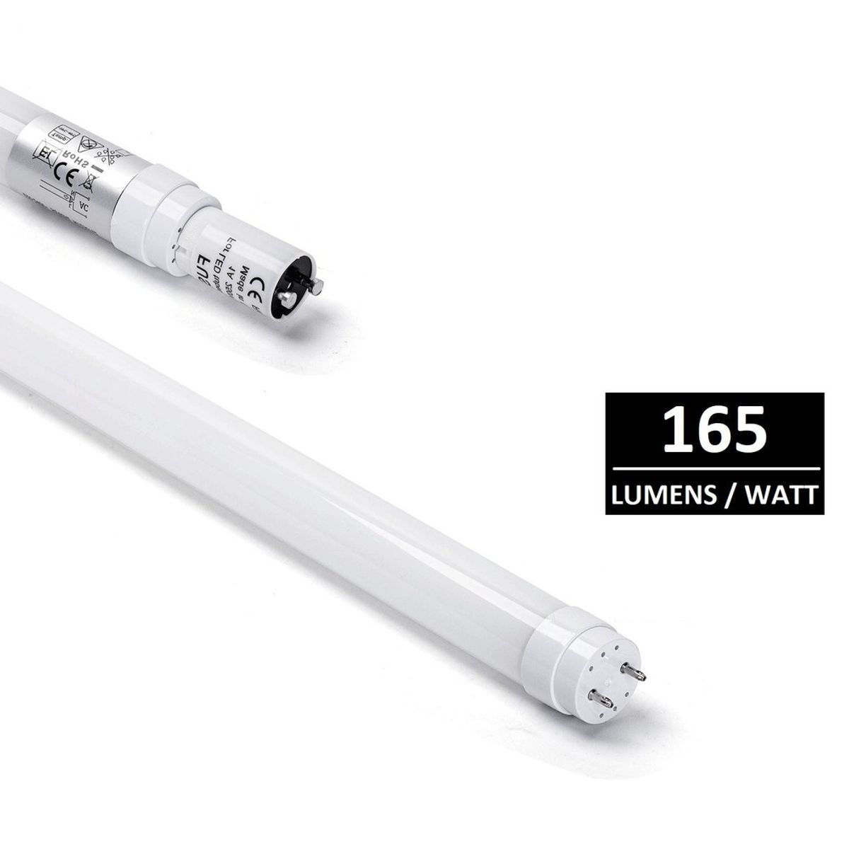 GLASS High-Lumen T8 LED Rør 22W i 4000K, 165LM/w - 1500 mm