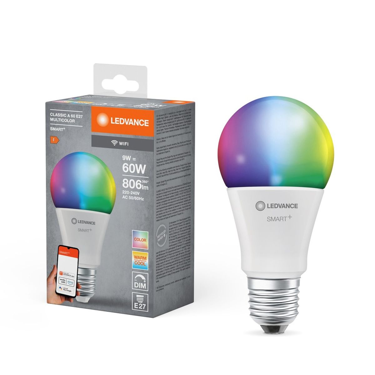 LEDVANCE SMART+ WiFi E27 Mat LED Pære 9W i RGB+2700K-6500K