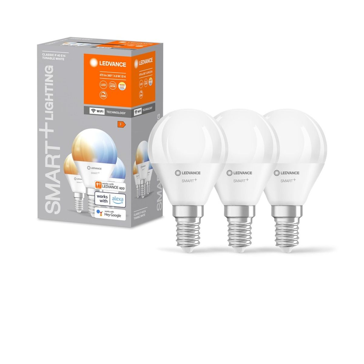 LEDVANCE SMART+ WiFi E14 LED Kronepære 4,9W i CCT (3-Pak)