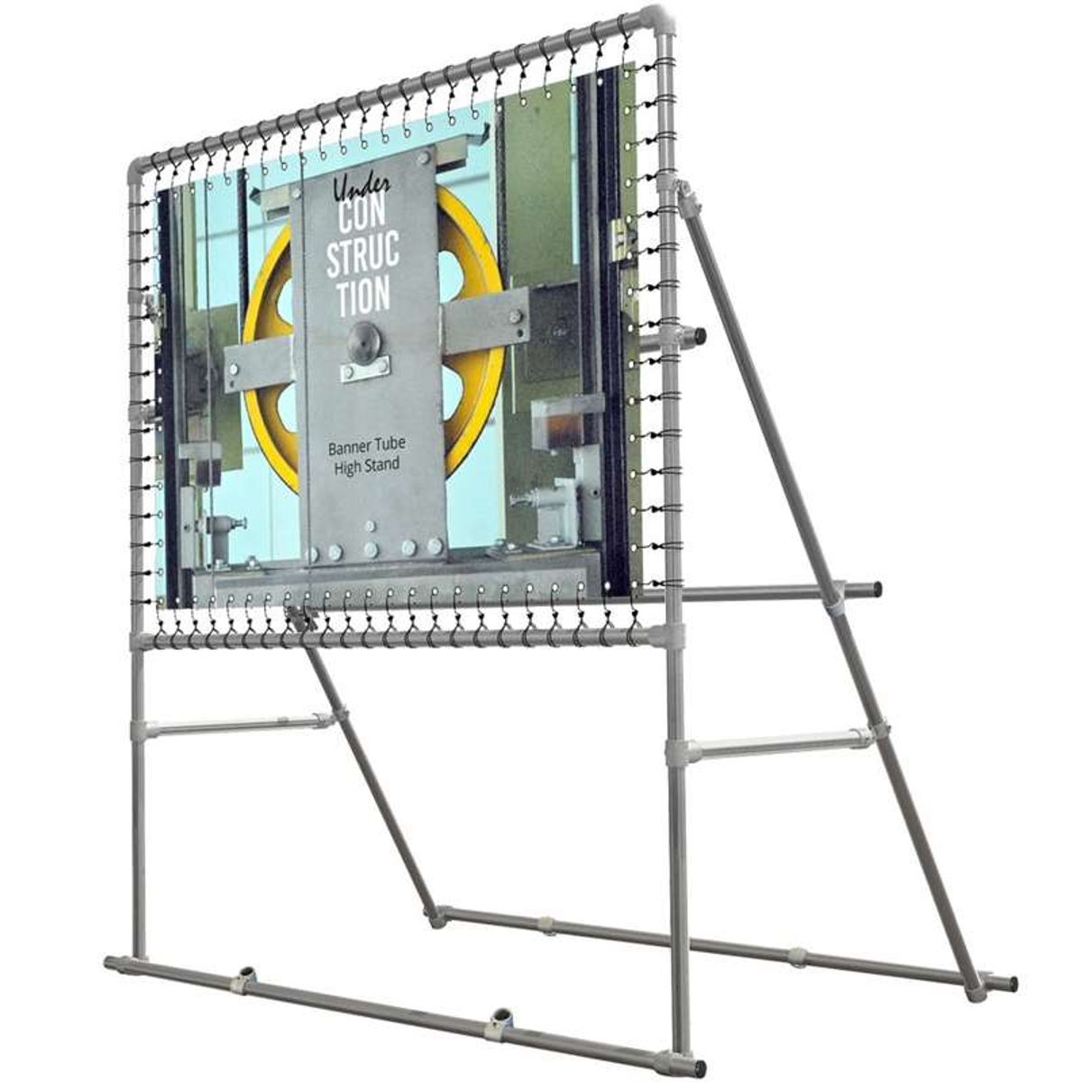 Banner Tube High Stand, fritstående ramme af alurør 0,3 mm / Ø 48 mm - 150 x 100 cm