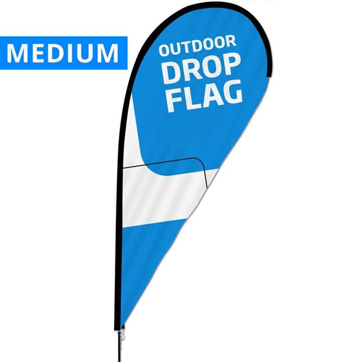 Beachflag, Outdoor Drop Flag, Medium inkl. flag og Spike flag base