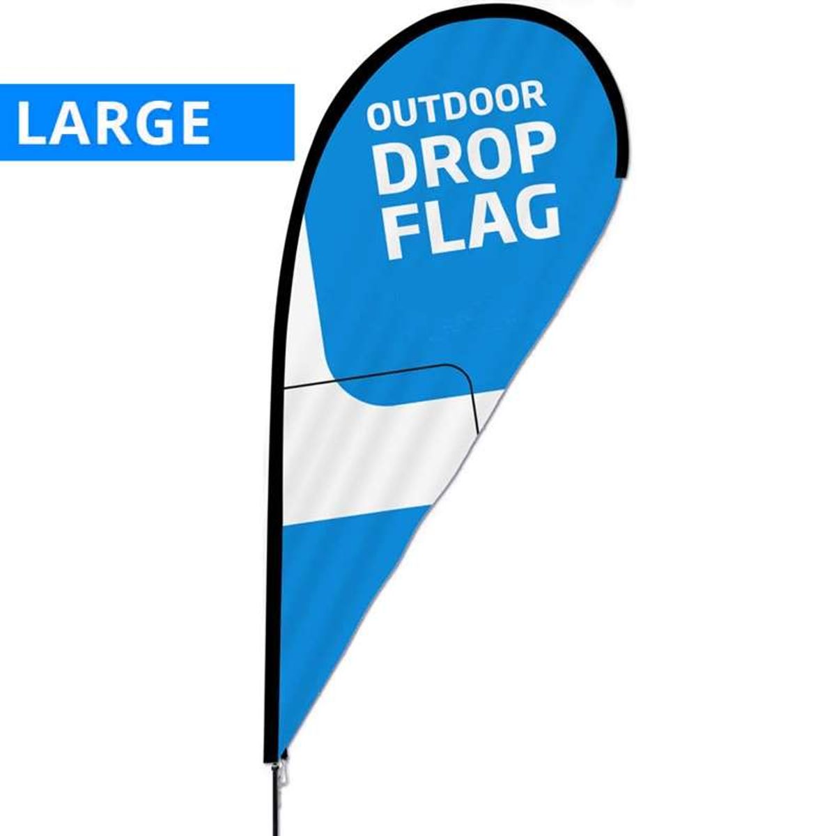 Beachflag, Outdoor Drop Flag, Large inkl. flag og Screw Flag Base