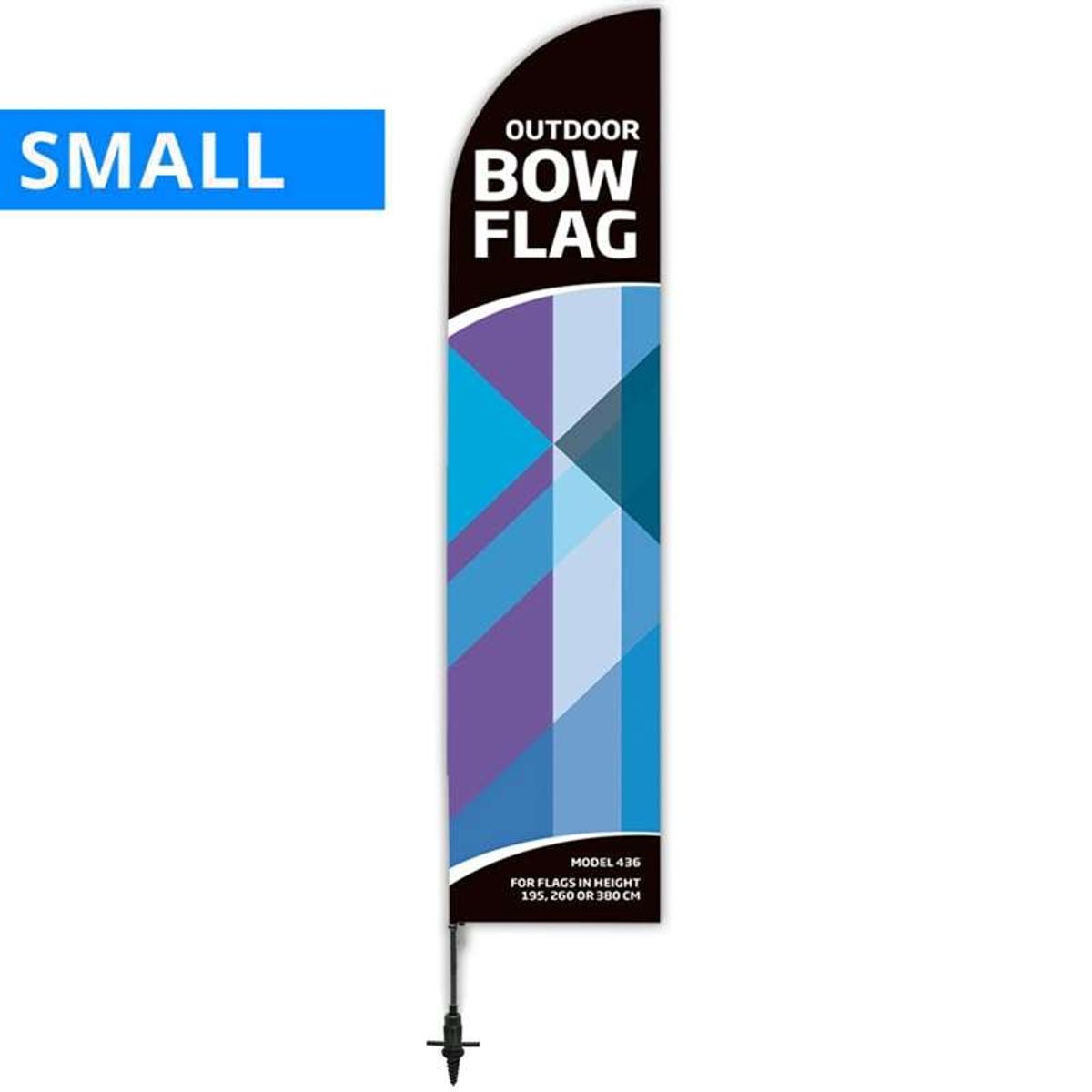 Beachflag, Outdoor Bow Flag, Small inkl. flag og Screw Flag Base