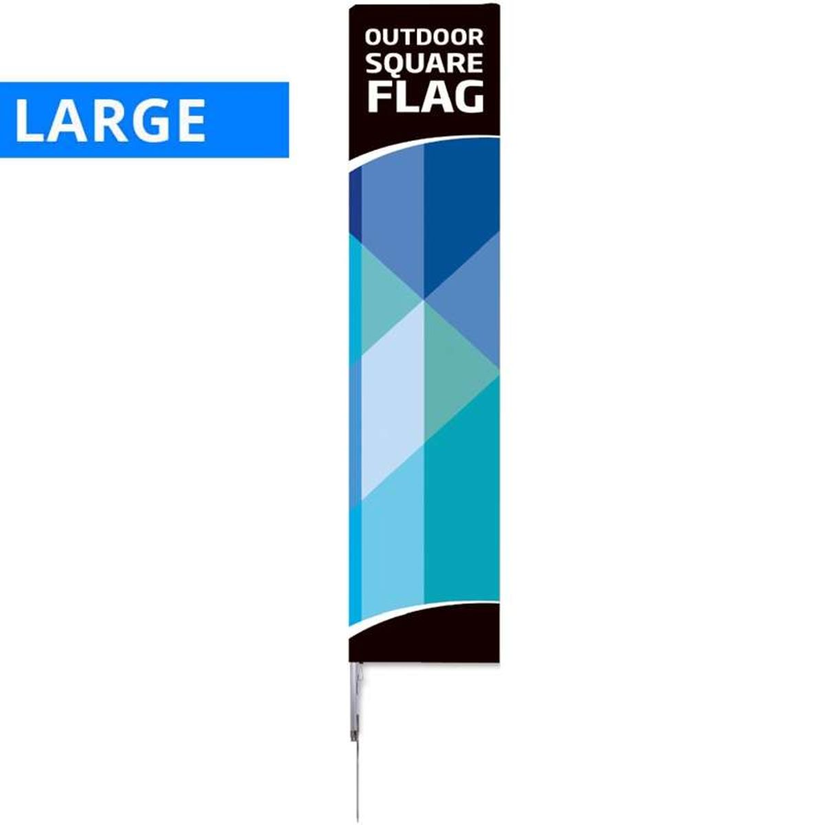 Beachflag, Outdoor Square Flag, Large, inkl. stang, flag og Spike-fod