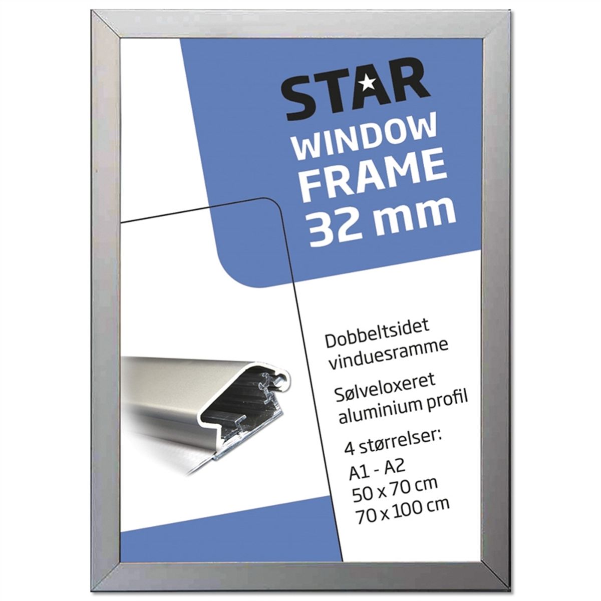 Window Alu snapramme dobbeltsidet - 32 mm - sølv