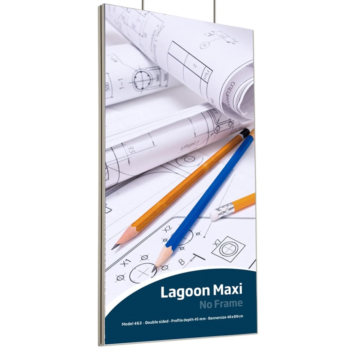 Maxiframe Lagoon, dobbeltsidet bannerramme, 45 mm dyb, 100 x 200 cm