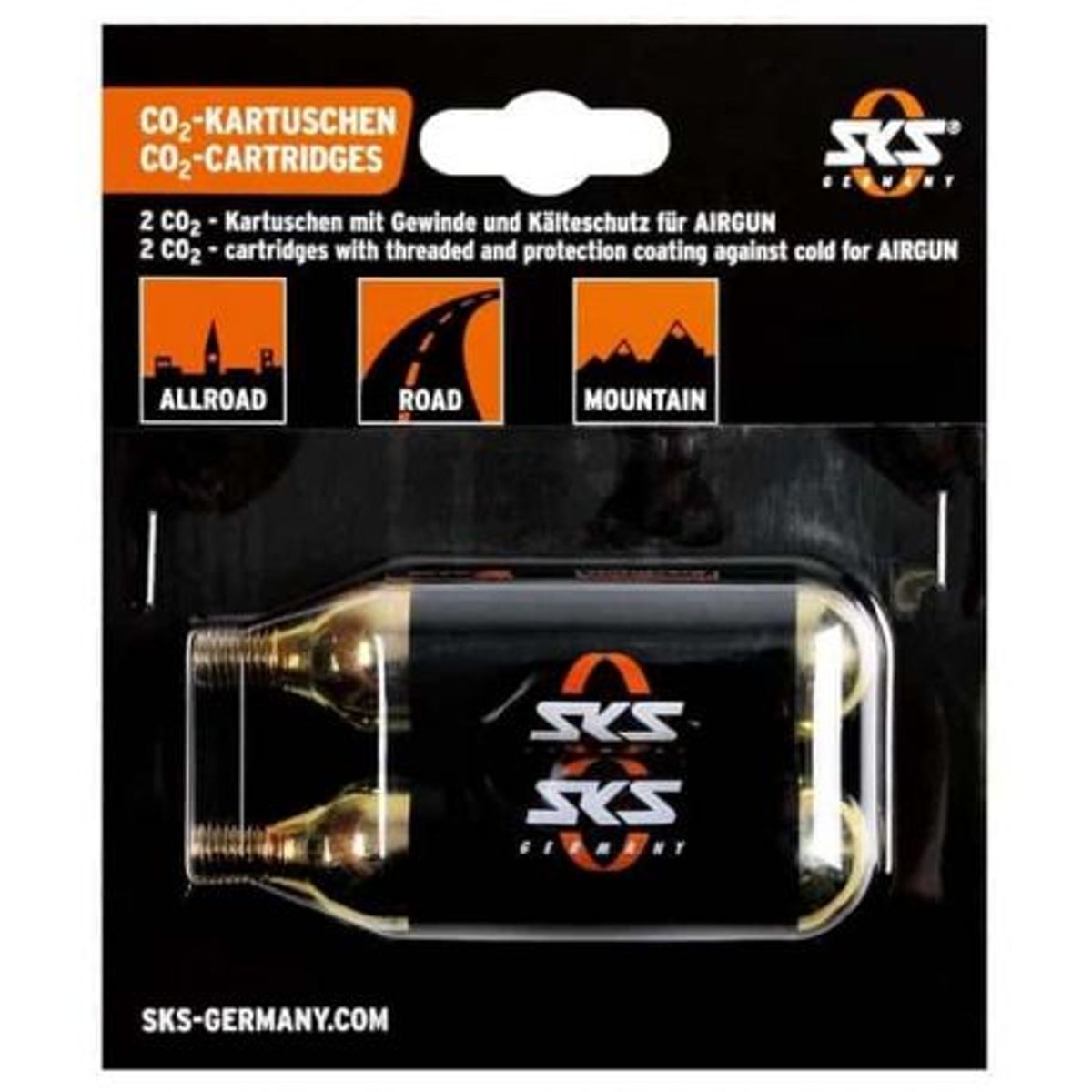 SKS patroner co2 16g til Airgun/Airbuster- med gevind - 2 stk