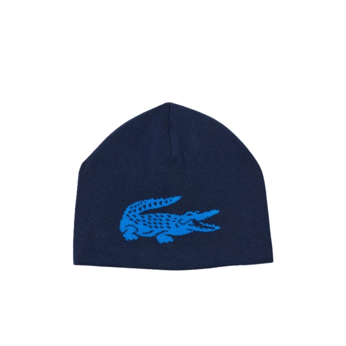 Lacoste Contrast Crocodile Reversible Beanie Navy Blue/Blue