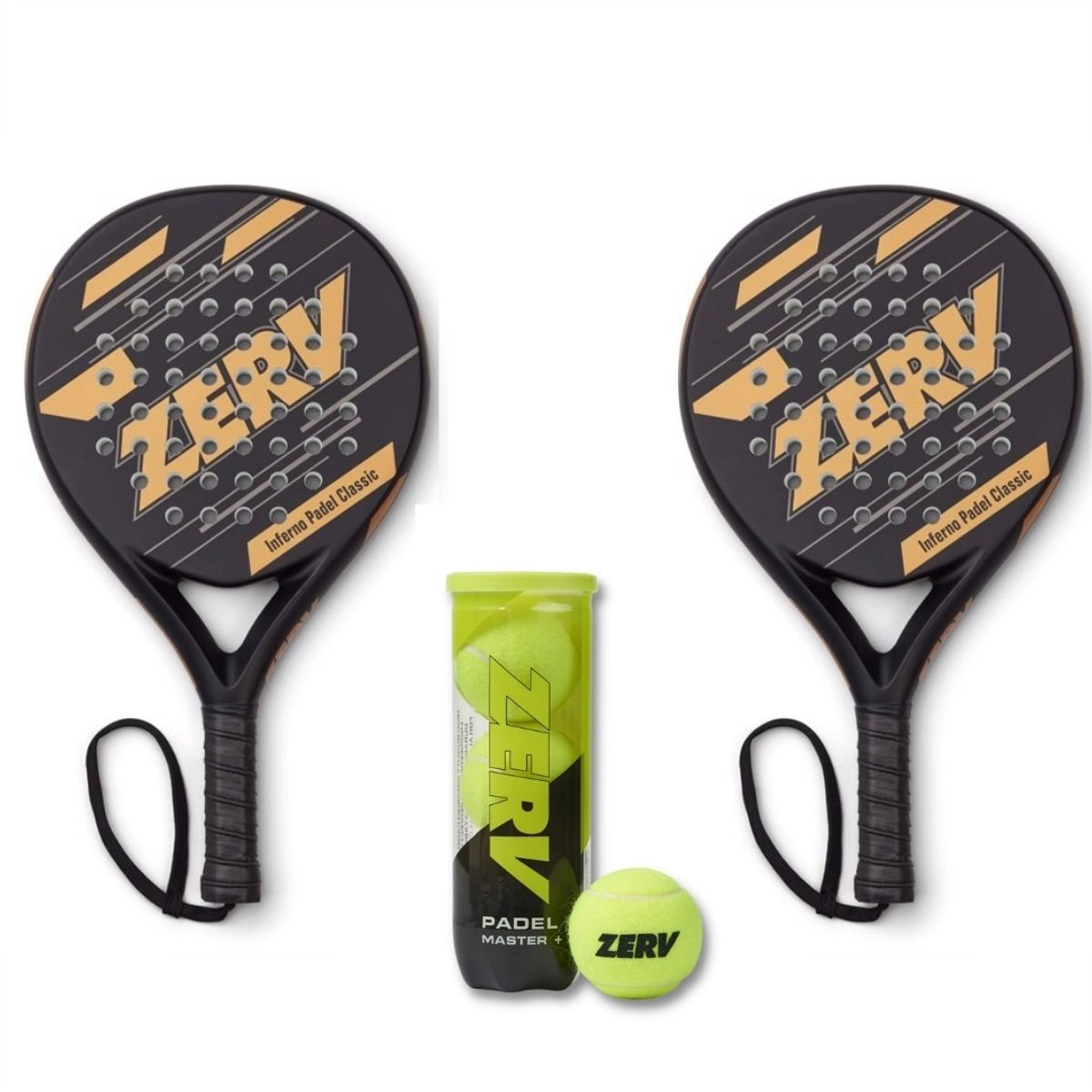 ZERV Padel Pakketilbud (ZERV Inferno Padel Classic Gold/Black + ZERV Padel Master+)