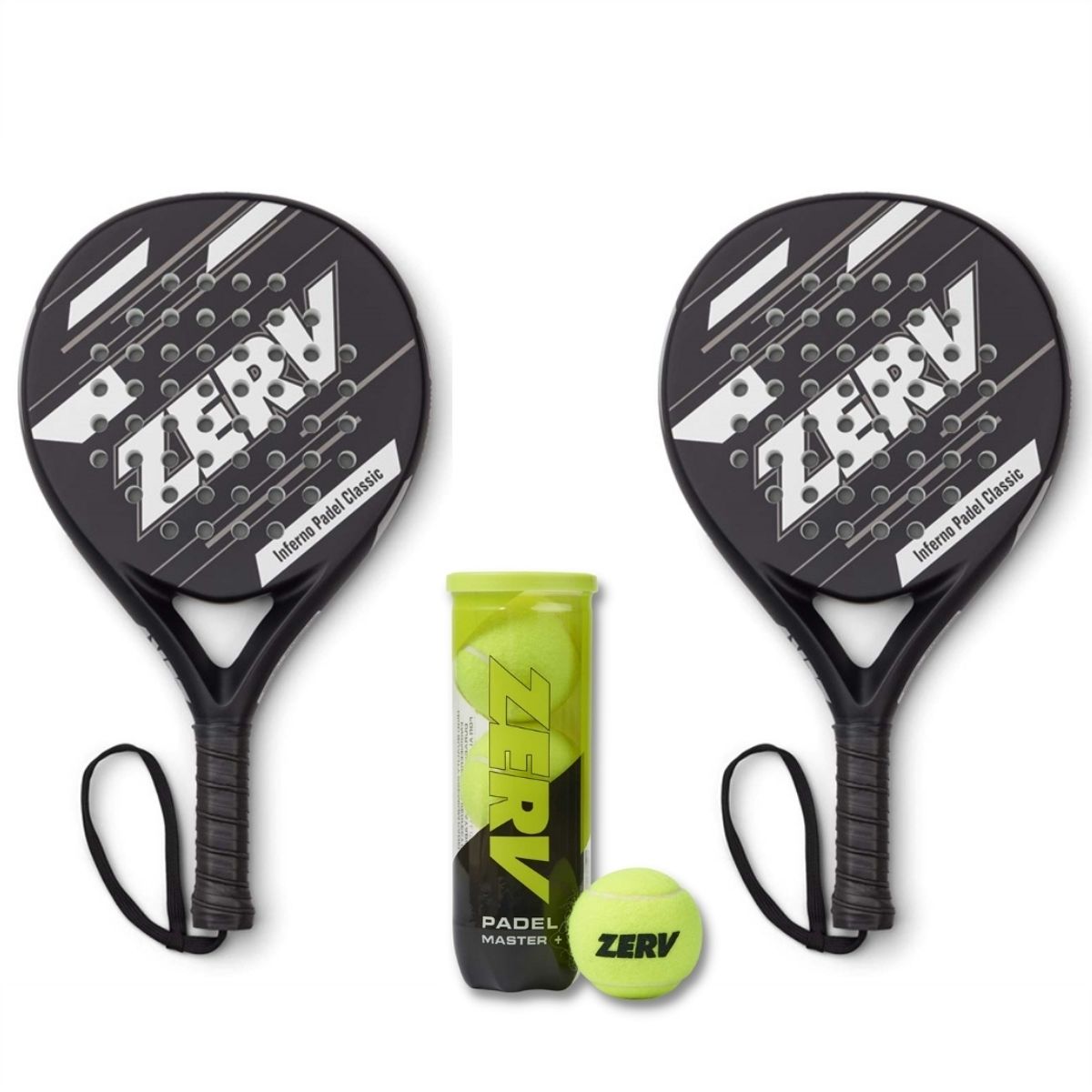 ZERV Padel Pakketilbud (ZERV Inferno Padel Classic Silver/Black + ZERV Padel Master+)