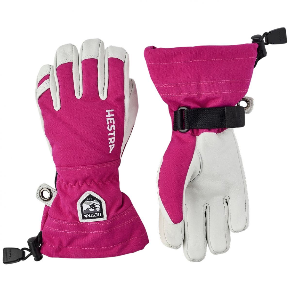 Hestra Army Leather Heli Ski, skihandsker, junior, pink