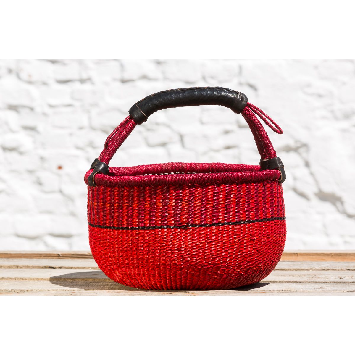 Hammerhus Fairtrade Original rund Bolga kurv M - red