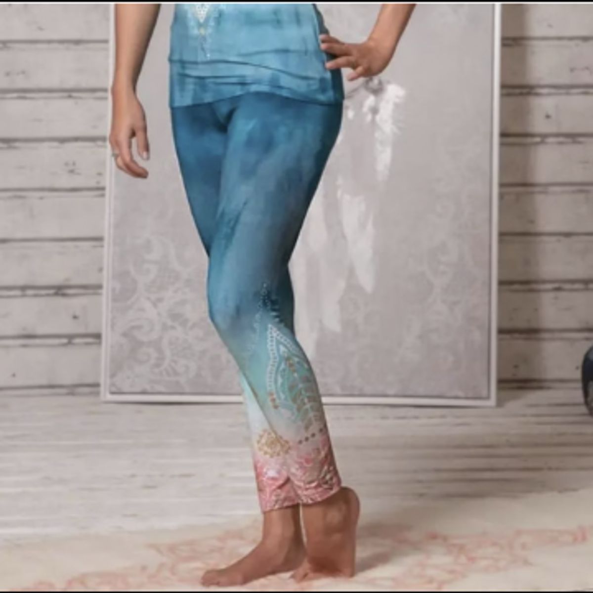 Yoga leggings indigo peach - Størrelse: M - Yoga tøj - Spirit Of Om - GodKarmaShop