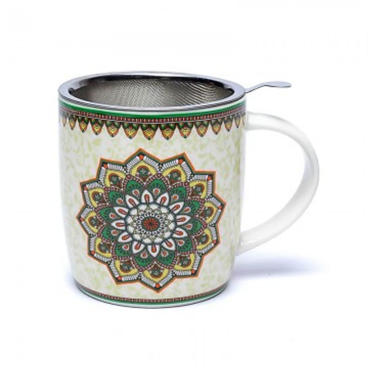 Teekop med si - Mandala grøn - Te krus mm. - GodKarmaShop