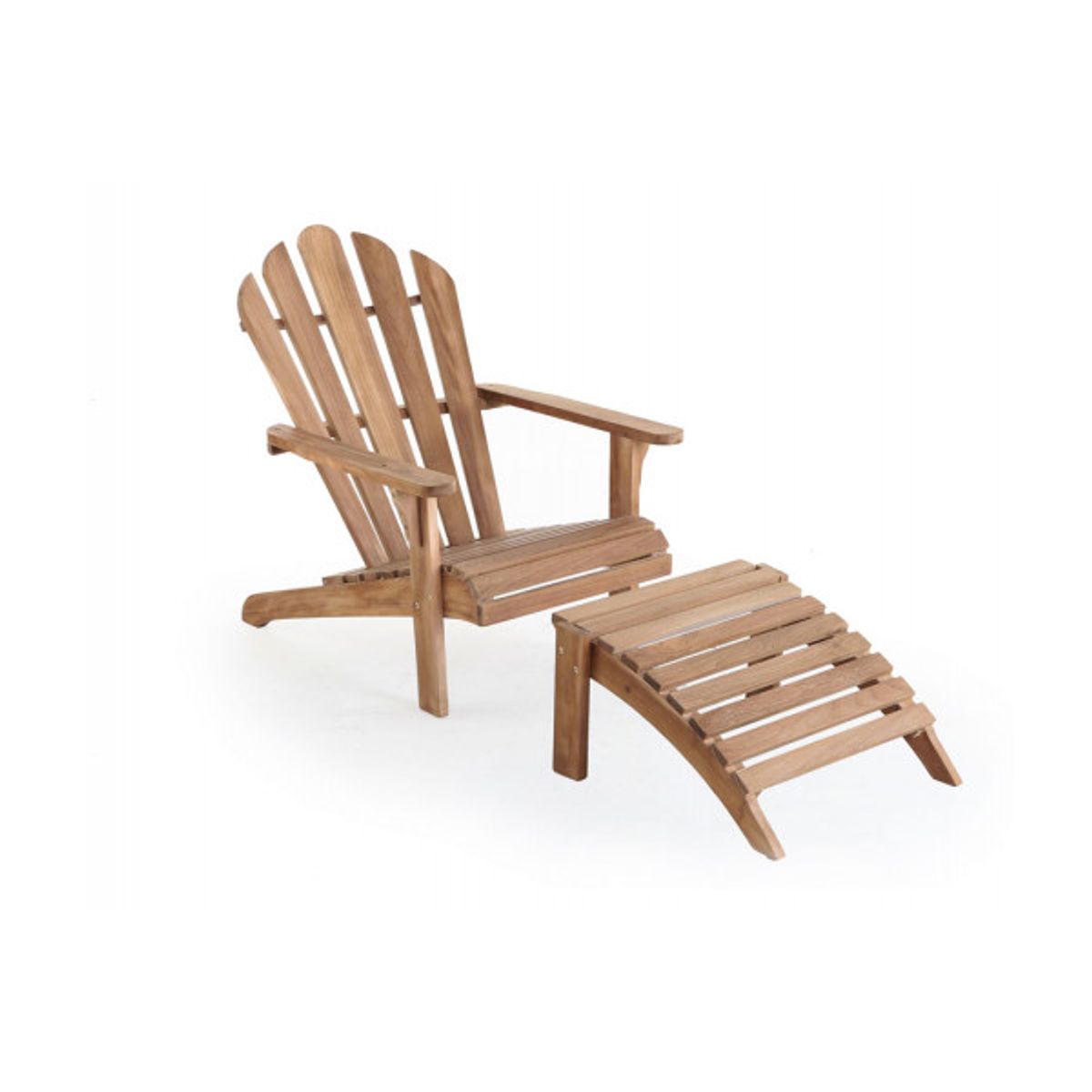 Teak Adirondackstol m/skammel