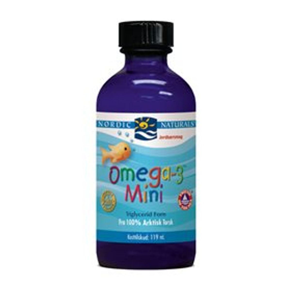 Nordic Naturals Omega 3 mini m. jordbærsmag &bull; 119ml.