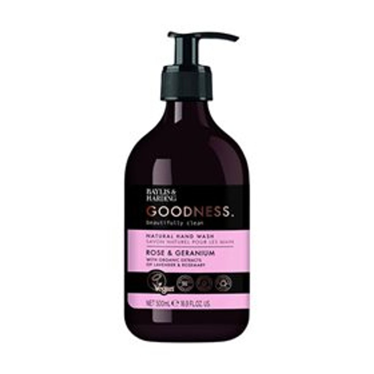 Hand Wash rose & geranium Baylis & Harding Goodness &bull; 500ml.