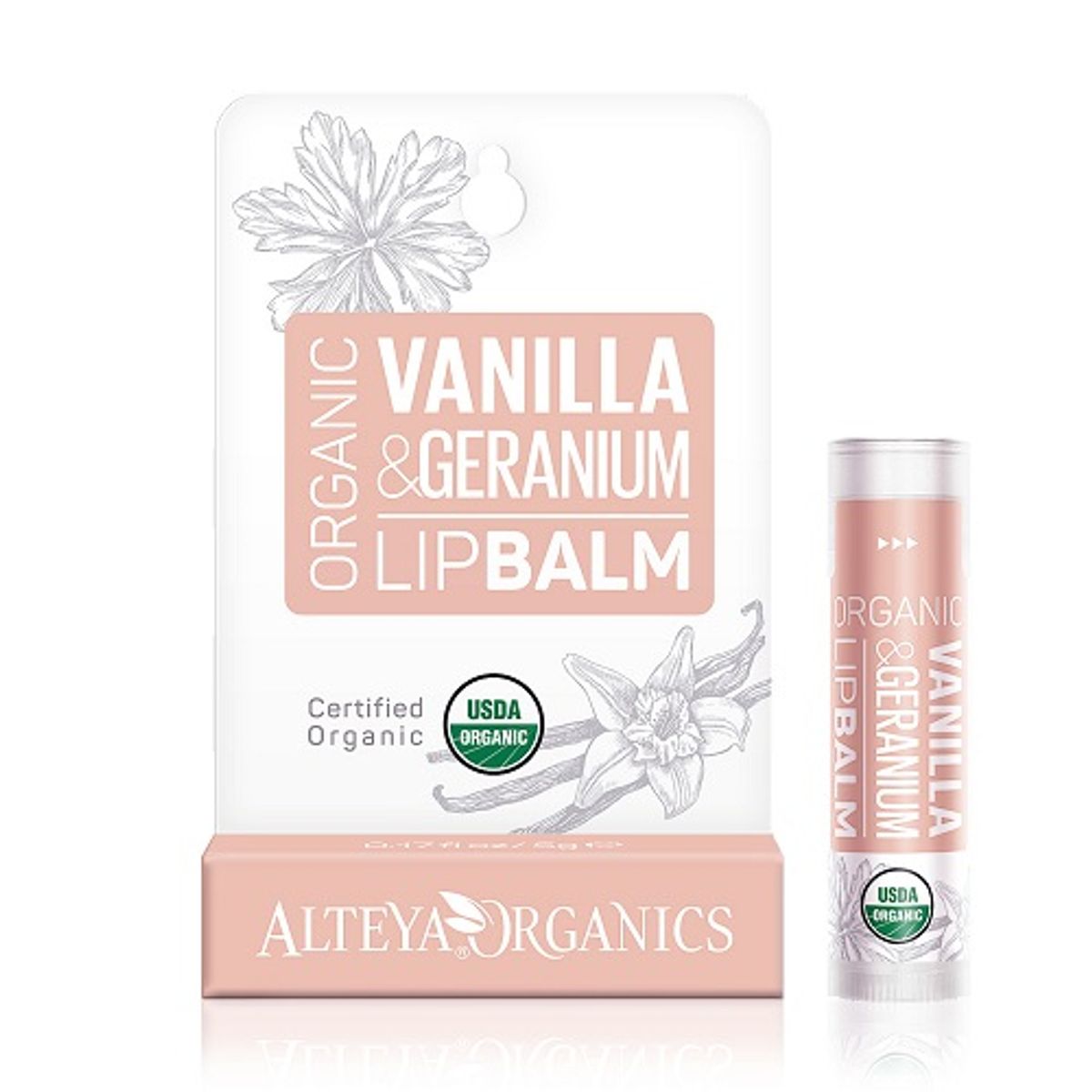 Alteya Organics Lipbalm Vanilla Geranium 4,5g.