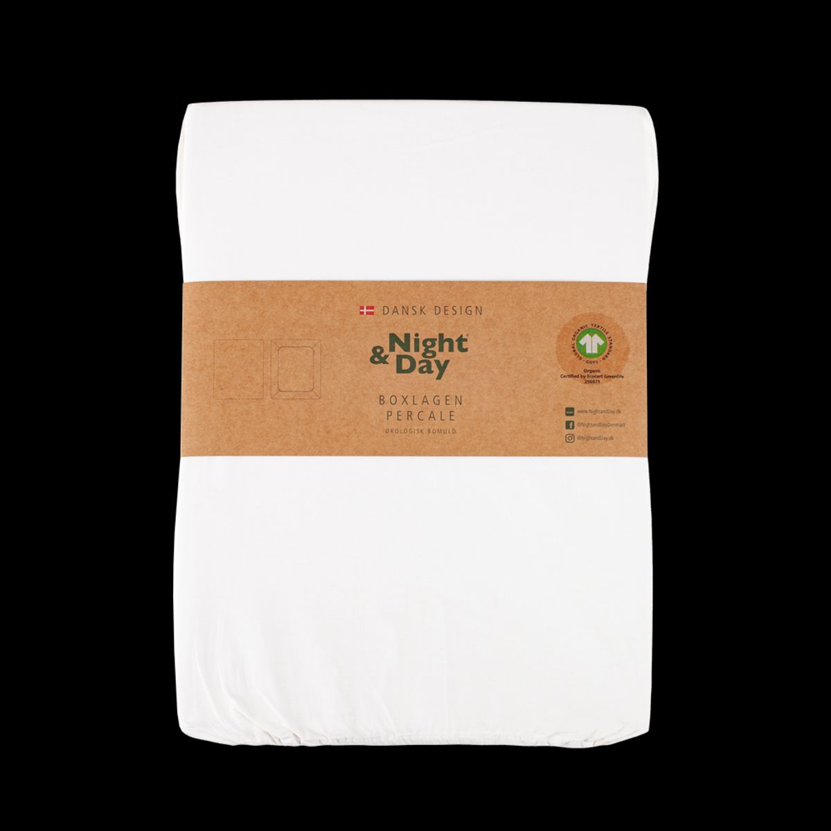 PERCALE Økologisk Boxlagen - 90x200x30 - Hvid