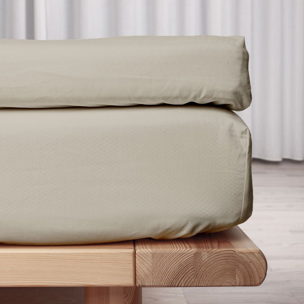 PERCALE Økologisk Kuvertlagen - 90x210x9+15 - Sand