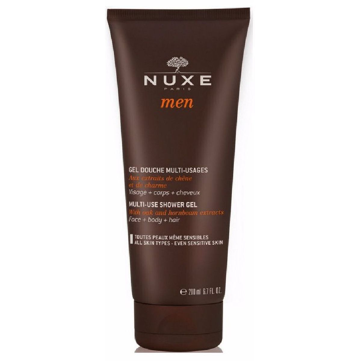 Nuxe paris men multi-use shower gel with oak and hornbeam extracts 200ml