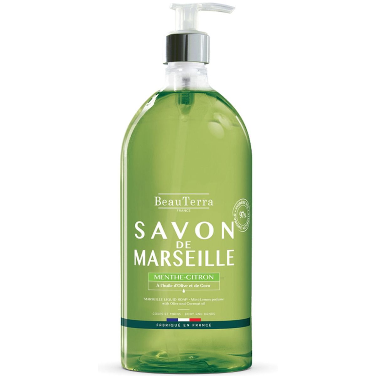 BeauTerra france savon de marseille liquid soap menthe citron 300ml