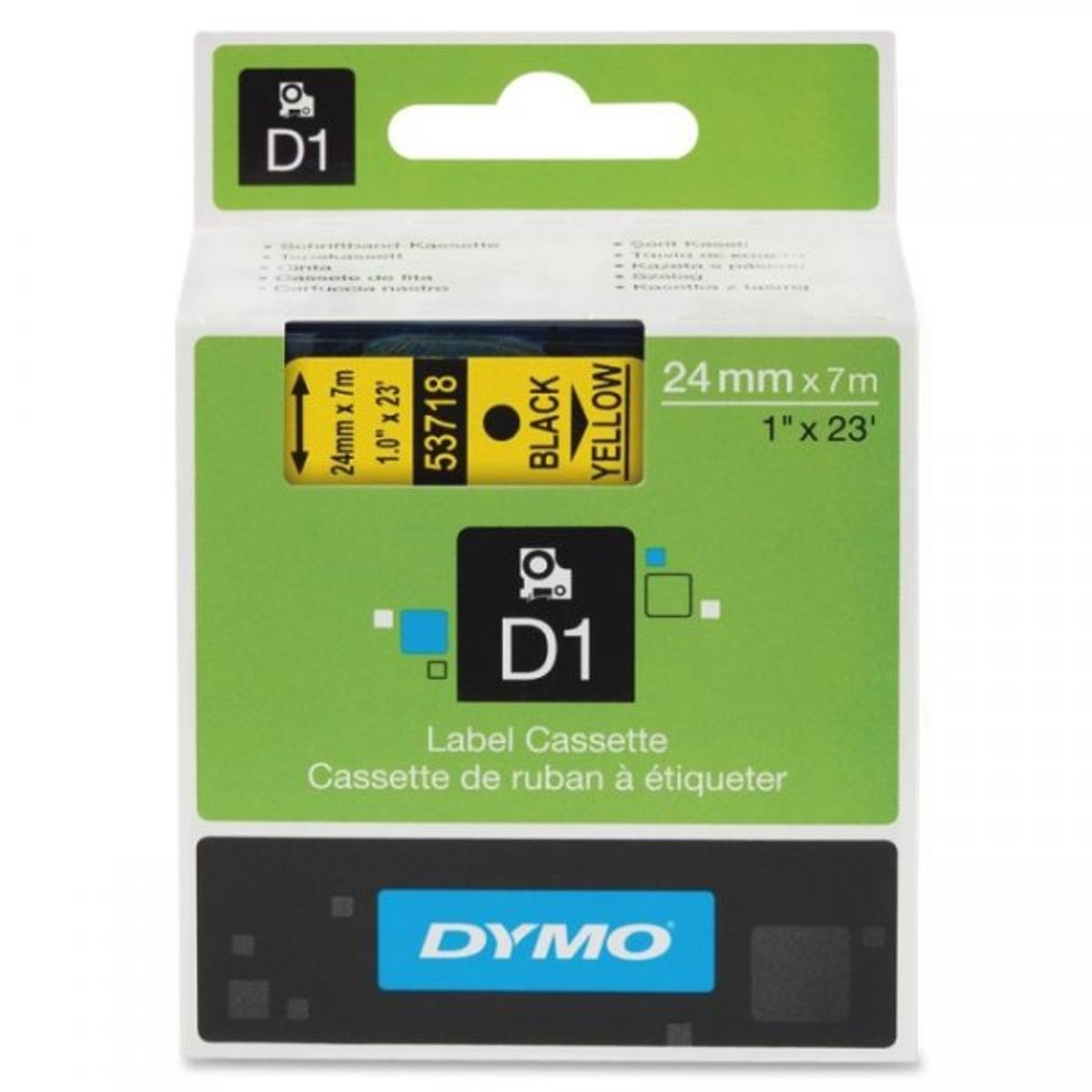 Dymo D1 53718 24mm x 7m sort på gul