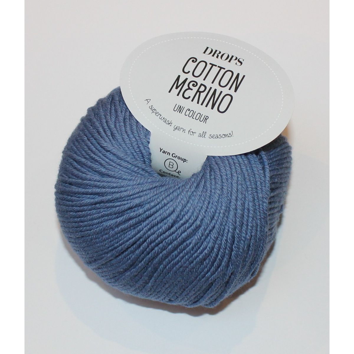 Drops Cotton Merino - Jeansblå color 16, 50 gram