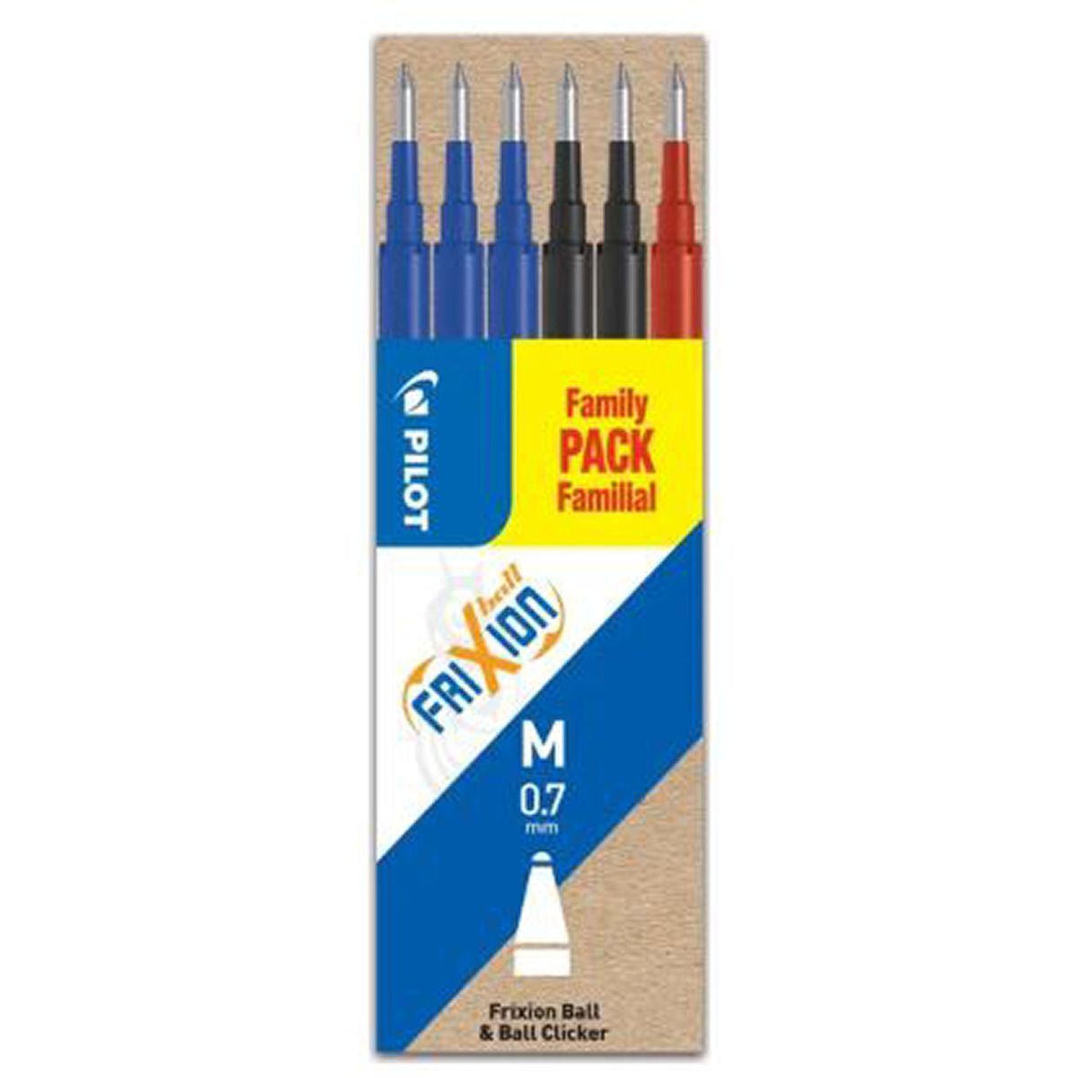 Pilot frixion ball refill family pack M 0.7mm 6 stk.