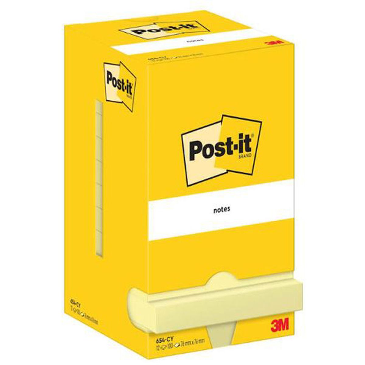 Post-it 3M notes 76mmx76mm 654-CY 12x100 stk. gul